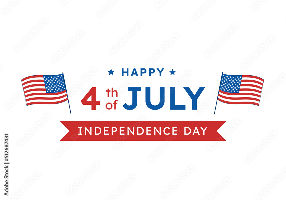 Happy Independence Day of the USA on July 4th. Design of greeting cards, posters, banners, posts in social media. Vector illustration isolated on a white background. Happy Independence Day of the USA on July 4th. Design of greeting cards, posters, banners, posts in social media. Vector illustration isolated on a white background.