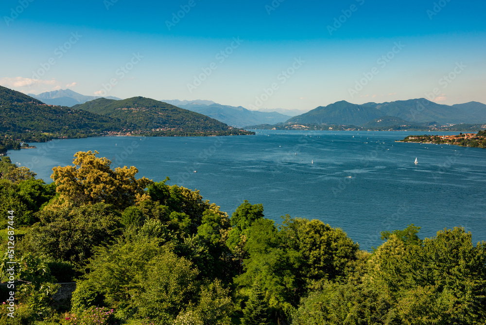 View of Lake Maggiore from the statue of San Carlone