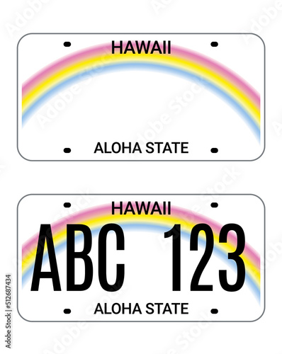 Car license hawaii plate. Aloha state vector license plate usa template