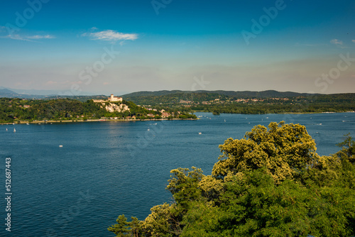 View of Lake Maggiore from the statue of San Carlone