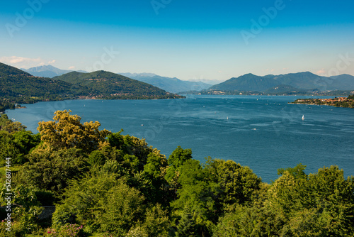 View of Lake Maggiore from the statue of San Carlone