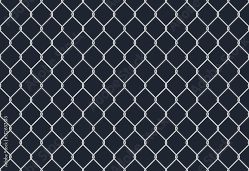 Seamless metal chain link fence. Wire vector fence pattern texture background