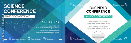 Business conference template banner design corporate seminar. Business meeting forum poster