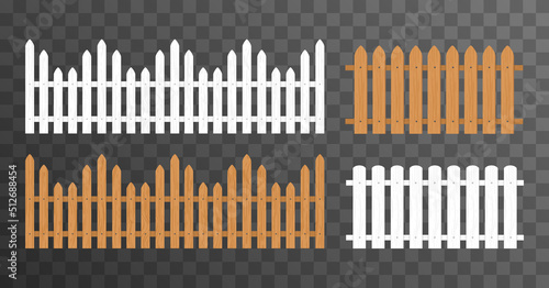 Wooden fence illustration. Farm wood wall yard, cartoon garden. Timber gate background pattern