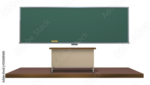 黒板と教壇を正面から見たイメージ photo