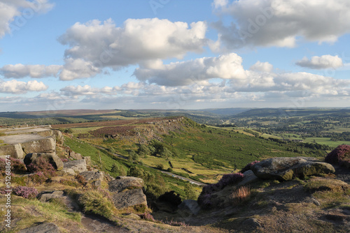 Curbar edge Baslow Edge in the Peak District, Derbyshire landscape England. British countryside National park