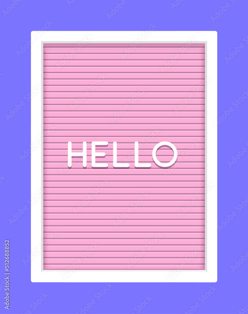 Hello pink letter board vector background. Letterboard pink type retro sign Hello pink letter board vector background. Letterboard pink type retro sign
