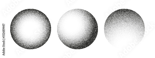 Foto Circle noise texture dotwork grain 3D sphere planet dot vector halftone backgrou