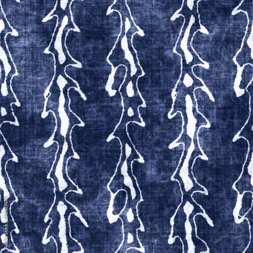 Indigo-Dyed Effect Textured Forest Stripes Pattern