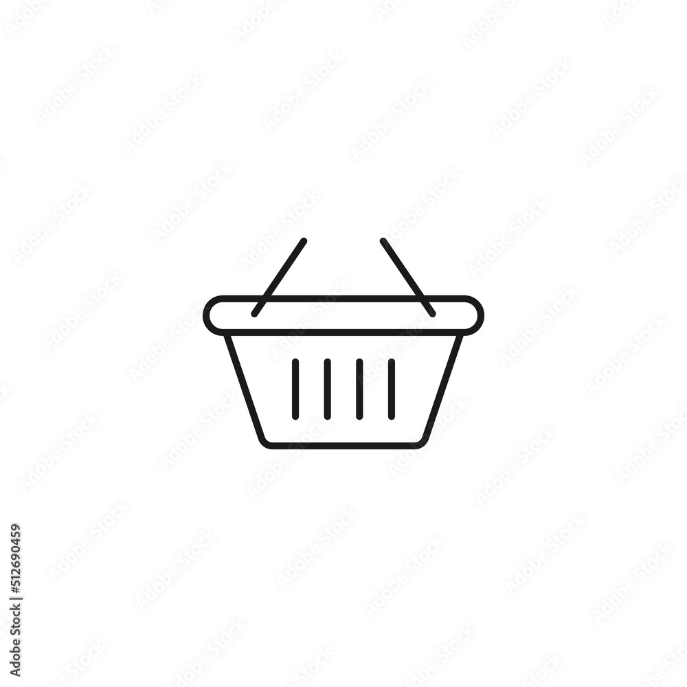 Shopping, sell and purchase concept. Vector signs in flat style. Suitable for adverts, web sites, articles. Editable stroke. Line icon of shopping bag for goods, products, food Shopping, sell and purchase concept. Vector signs in flat style. Suitable for adverts, web sites, articles. Editable stroke. Line icon of shopping bag for goods, products, food