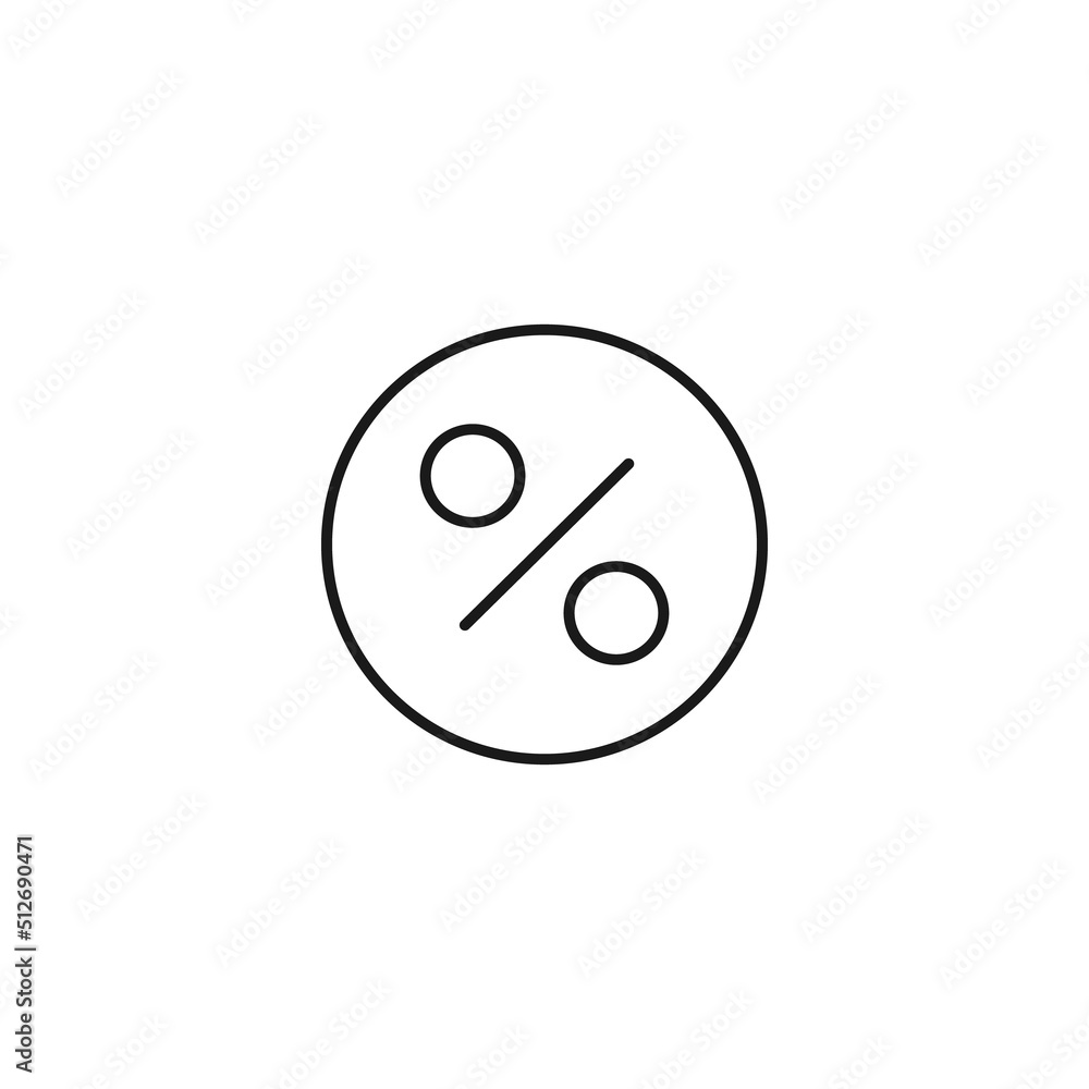 Shopping, sell and purchase concept. Vector signs in flat style. Suitable for adverts, web sites, articles. Editable stroke. Line icon of percent sign as symbol of sale Shopping, sell and purchase concept. Vector signs in flat style. Suitable for adverts, web sites, articles. Editable stroke. Line icon of percent sign as symbol of sale