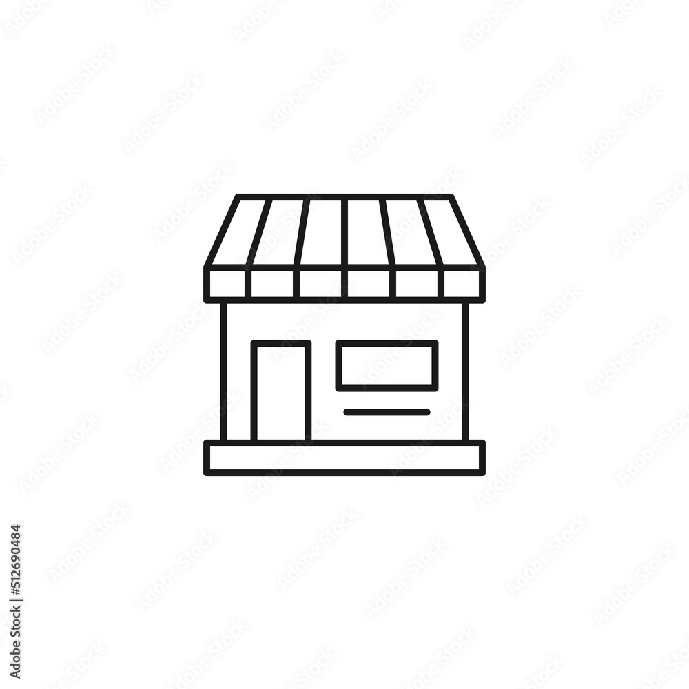 Shopping, sell and purchase concept. Vector signs in flat style. Suitable for adverts, web sites, articles. Editable stroke. Line icon of shop or store Shopping, sell and purchase concept. Vector signs in flat style. Suitable for adverts, web sites, articles. Editable stroke. Line icon of shop or store