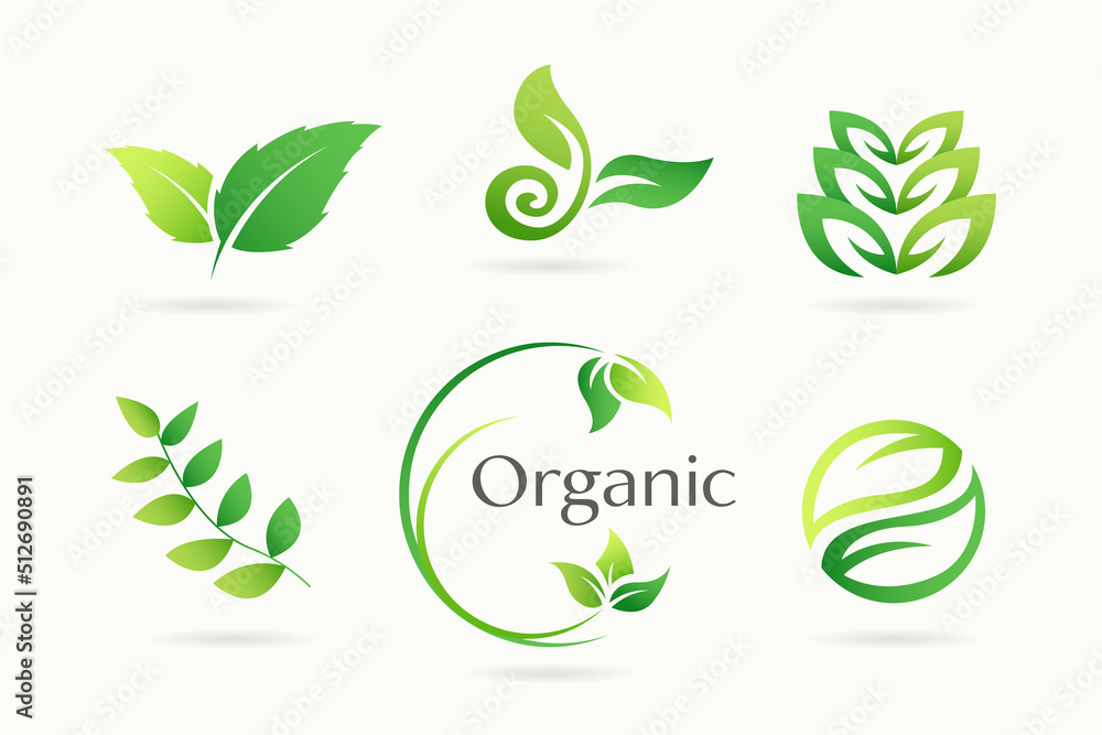 Green Leaf Garden, Botanical and Organic Logo Set. Green Leaf Garden, Botanical and Organic Logo Set.