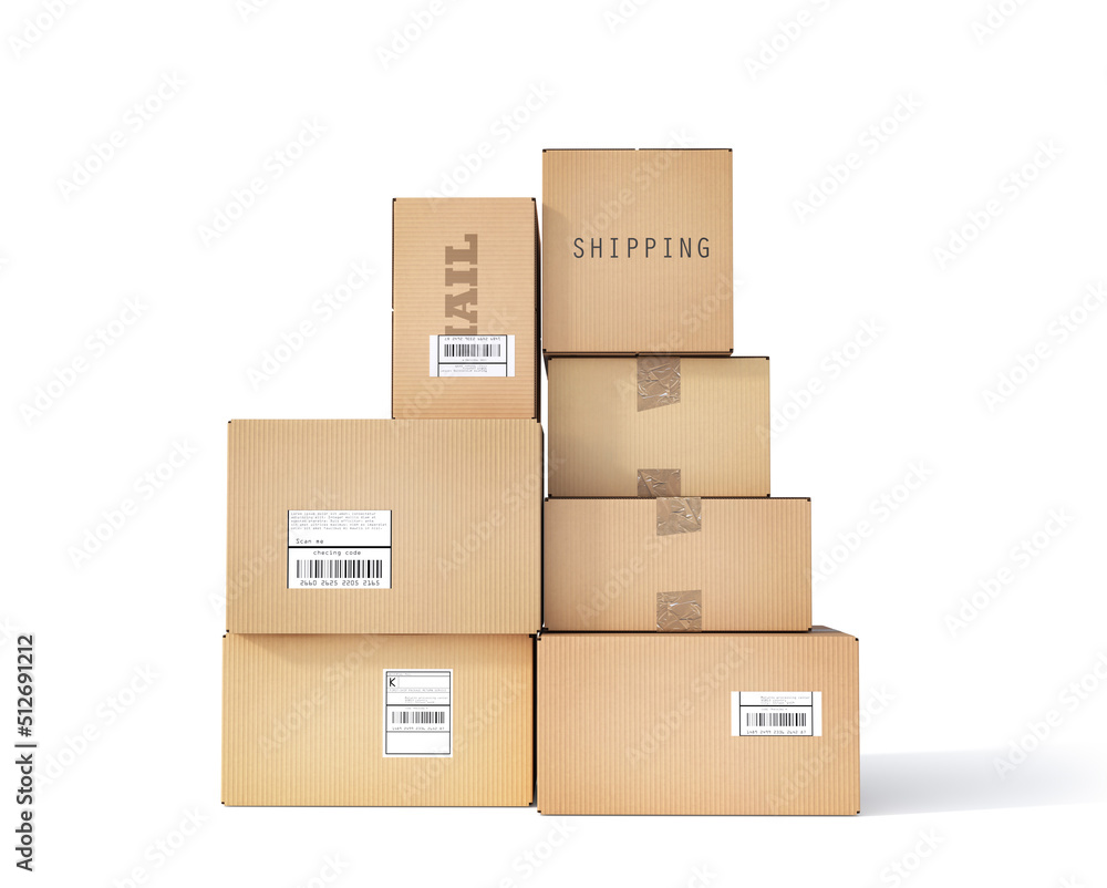 Mail Cardboard boxes on a white background. 3d illustration Mail Cardboard boxes on a white background. 3d illustration
