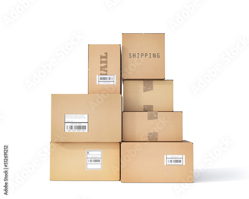 Mail Cardboard boxes on a white background. 3d illustration © vipman4