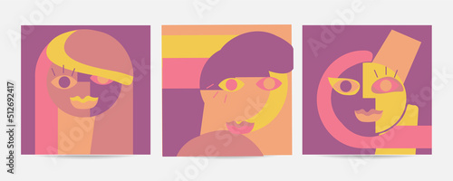 Different Faces vector illustration.