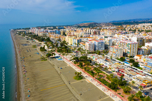 Picturesque summer view from drone of coastal Mediterranean town of Torre del Mar, Andalusia, Spain.. © JackF