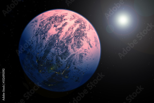 Distant exoplanet, in dark space. Elements of this image furnished by NASA