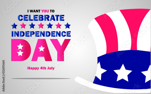 USA independence day 4 fourth july with uncle sam top hat topper headpiece with blue, red and white colors