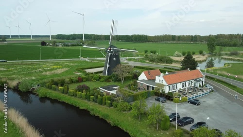 Aerial view of the windmill at Zwartenberg in between Etten-Leur and Zevenbergen