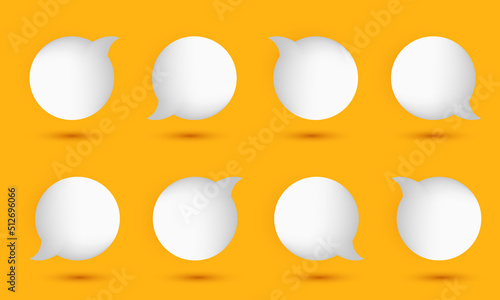 unique set collection cute white yellow speech bubble isolated on vector