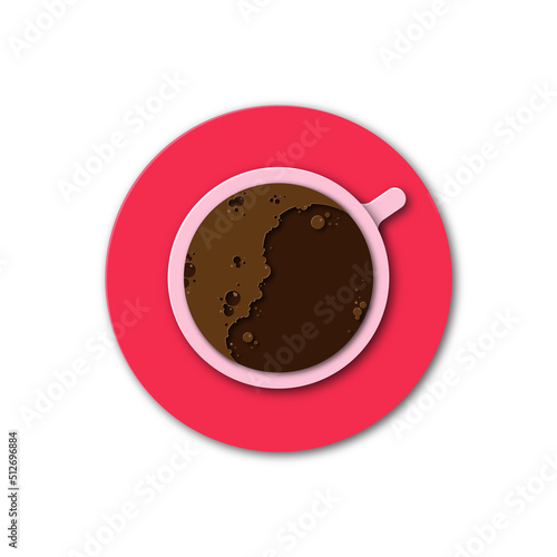 Illustration of coffee cup in paper cut style. Good morning concept