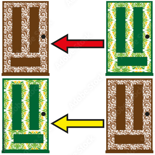 Colorful doors in cartoon style. Vector illustration. stock image.