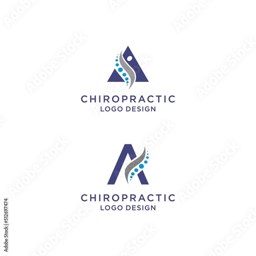 Chiropractic logo with creative letter A concept Vector