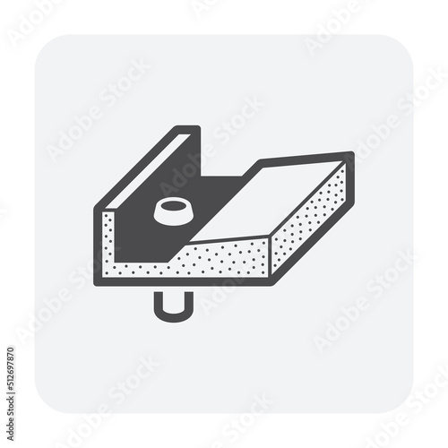 Roof drain vector icon consist of bowl, extension pipe, cover dome strainer or guard to assembly, install in concrete gutter. Drainage system to drain rain water from deck floor, roof slab or rooftop.