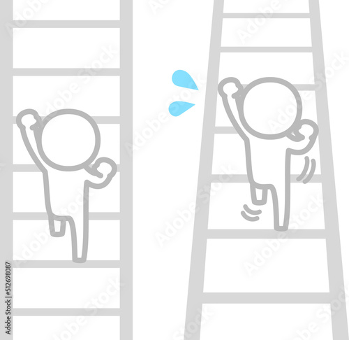 梯子を登る人物のデフォルメイラスト
