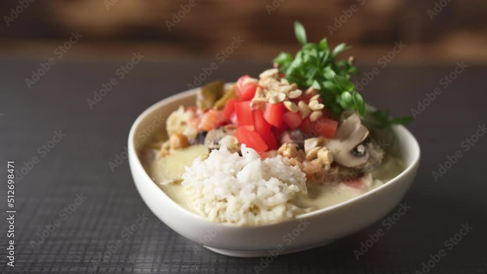 Close-up of Freshly Prepared Rice with Creamy Mushroom Sauce Close-up of Freshly Prepared Rice with Creamy Mushroom Sauce