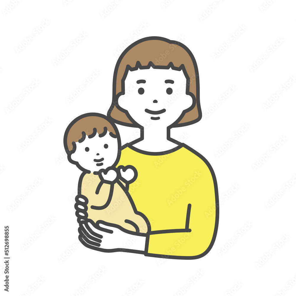 赤ちゃんを抱くお母さん　A mother holding her baby