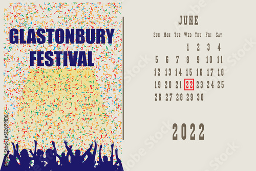 Calendar page Glastonbury Festival photo