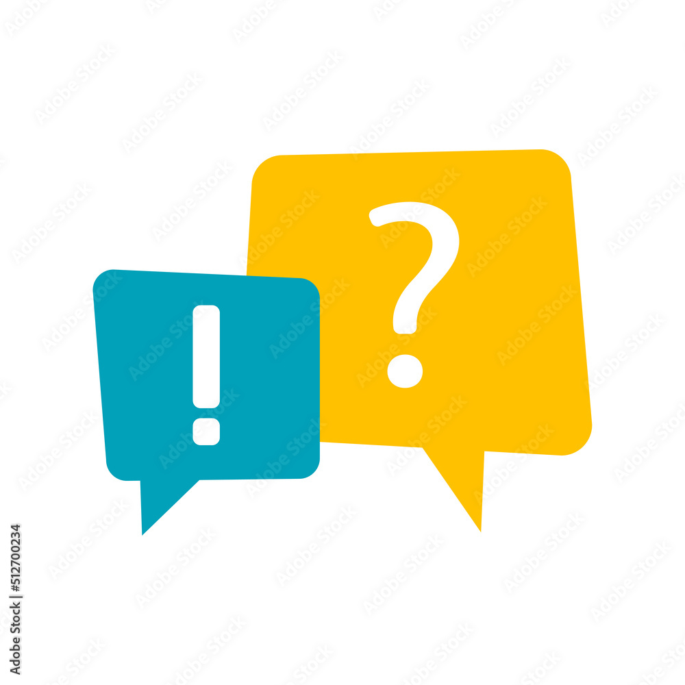 Modern messages exclamation question mark. Message bubble. Faq concept. Vector illustration. stock image. Modern messages exclamation question mark. Message bubble. Faq concept. Vector illustration. stock image.
