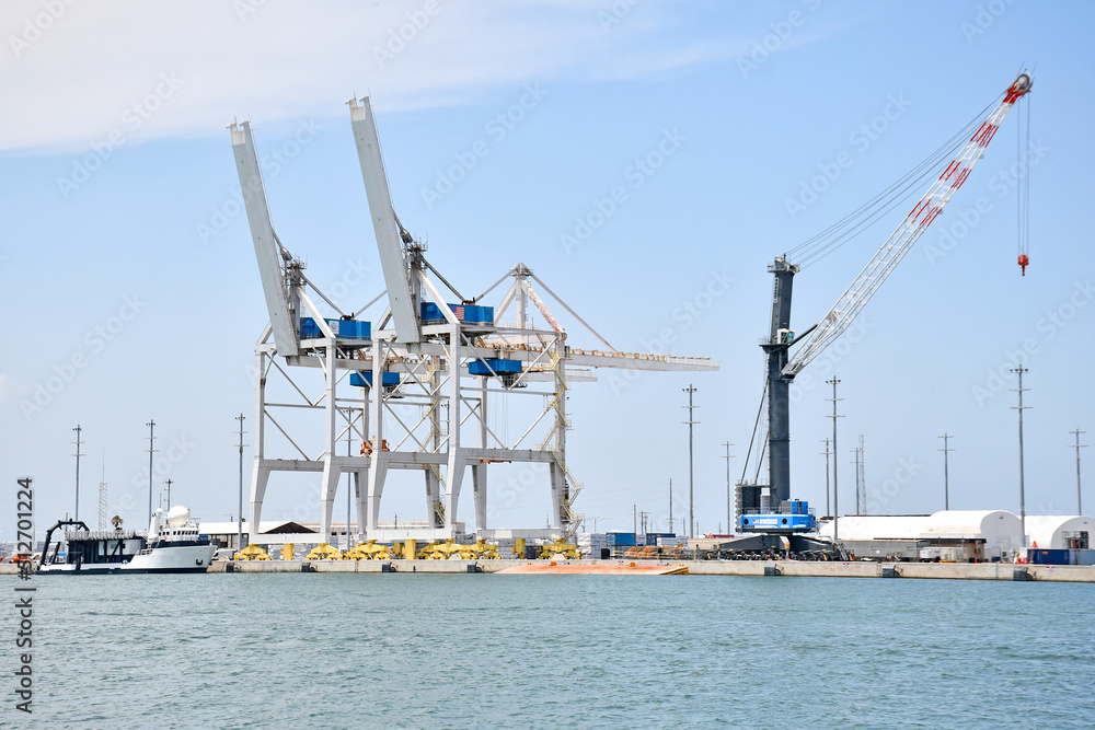 Shipping container cranes at the port in Cape Canaveral, Florida Shipping container cranes at the port in Cape Canaveral, Florida
