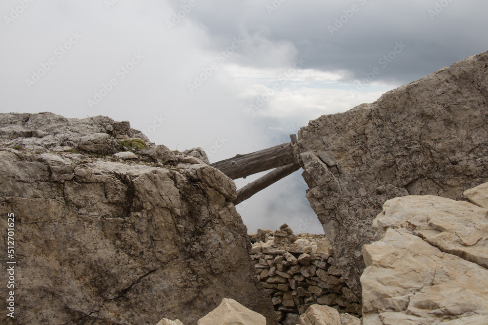 Historic fortification from World War I in the Italian Dolomites. Historic fortification from World War I in the Italian Dolomites.