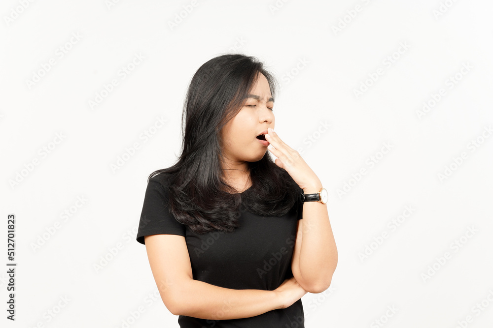 Yawning gesture of Beautiful Asian Woman Isolated On White Background Yawning gesture of Beautiful Asian Woman Isolated On White Background