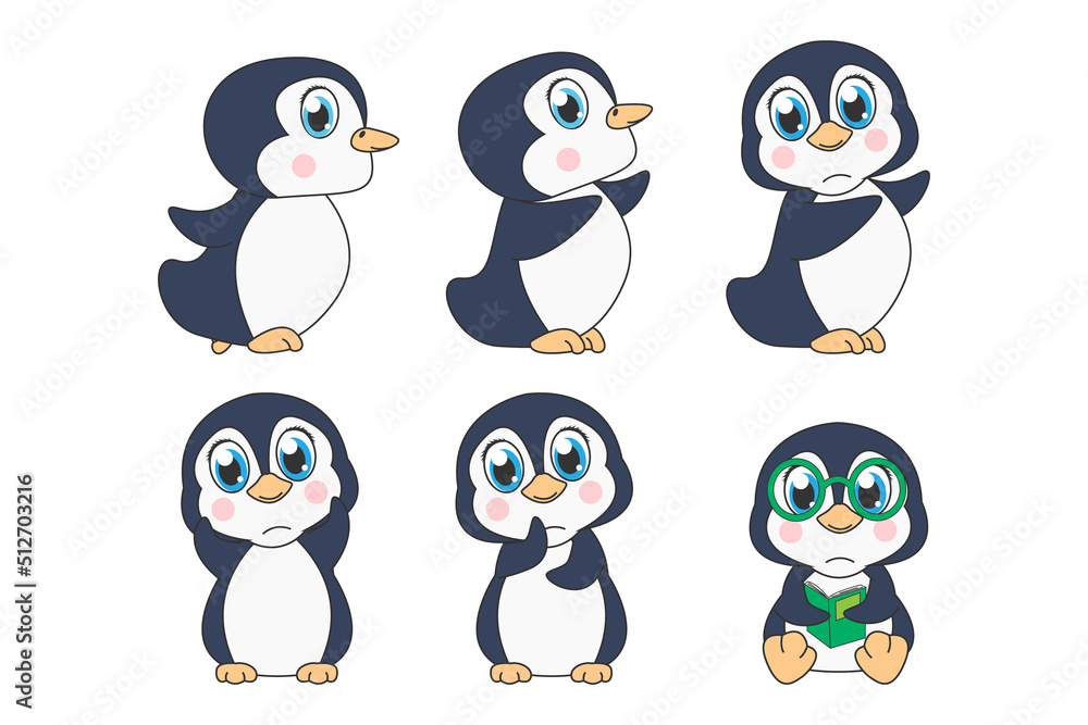 Naklejka premium cute penguin animal cartoon graphic