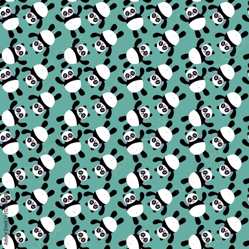 Cartoon seamless kawaii panda pattern for kids and fabrics and textiles and wrapping paper and kindergarten