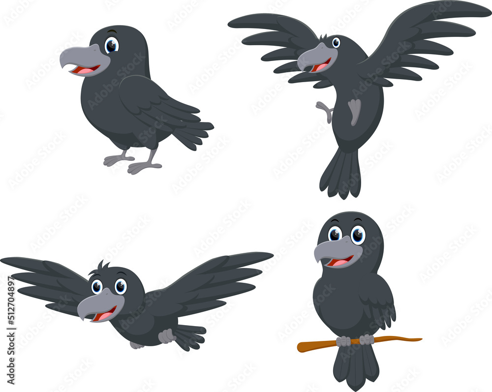 Fototapeta premium set of Cartoon crow isolated on white background