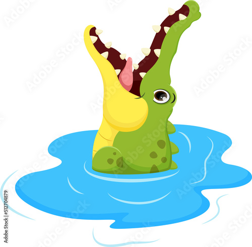 Cute crocodile cartoon , isolated on white background