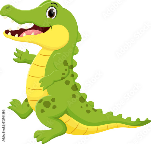 Fotobehang Cute crocodile cartoon , isolated on white background