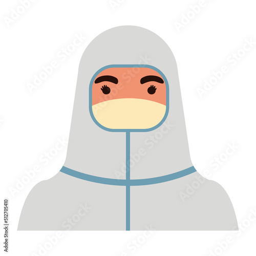 worker wearing biosafety suit