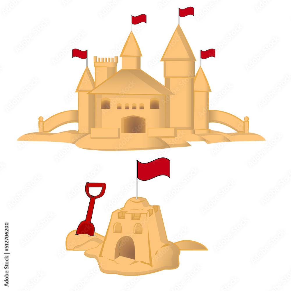 Sand Castles Made with Sand Vector Illustration Pack