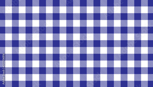 Blue tablecloth pattern background. Classic tartan plaid fabric texture. Food and drink concept. Vector illustration.