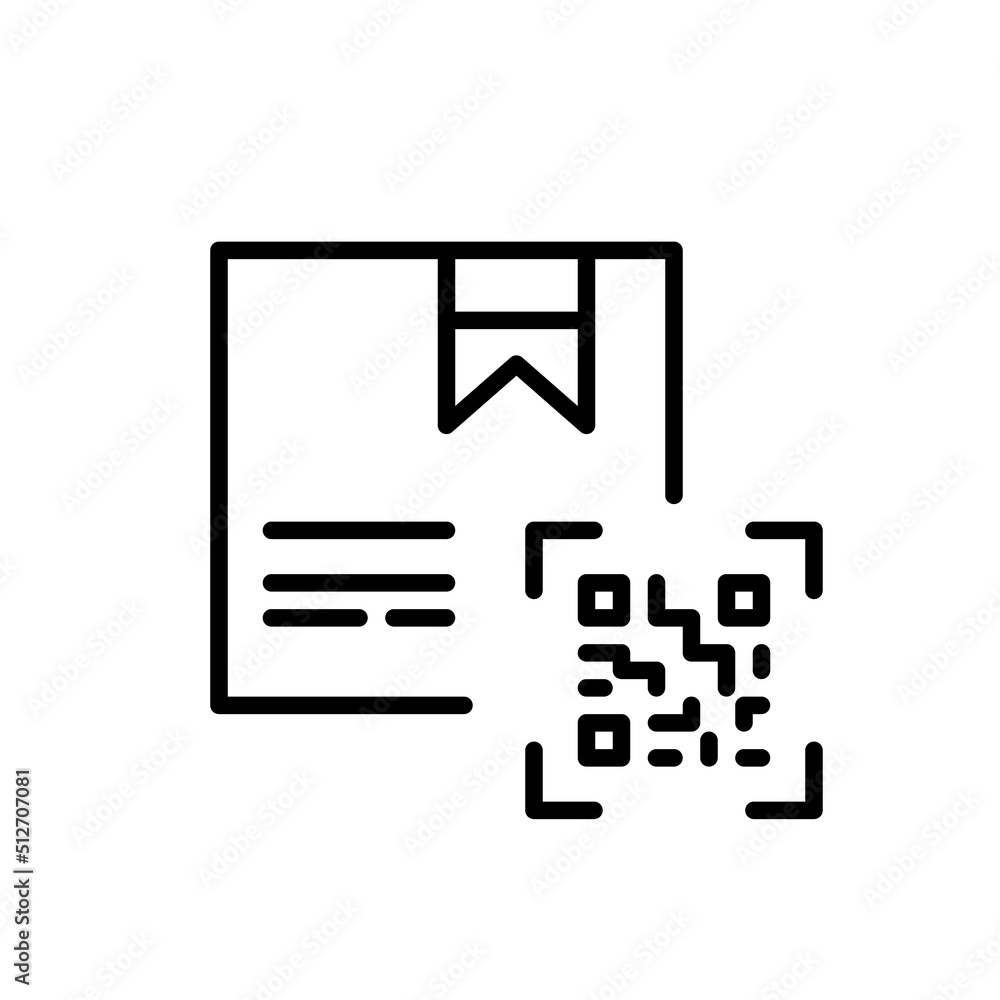 QR code on a parcel. Pixel perfect, editable stroke line icon QR code on a parcel. Pixel perfect, editable stroke line icon