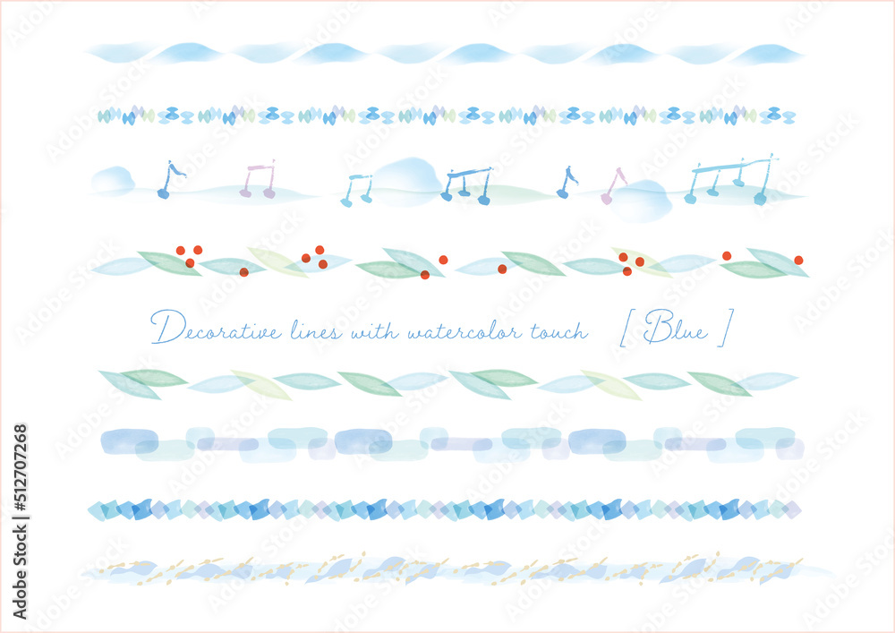 夏色 冬色 クールな水彩タッチ装飾ライン素材 Stock Vector Adobe Stock 夏色 冬色 クールな水彩タッチ装飾ライン素材 Stock Vector Adobe Stock