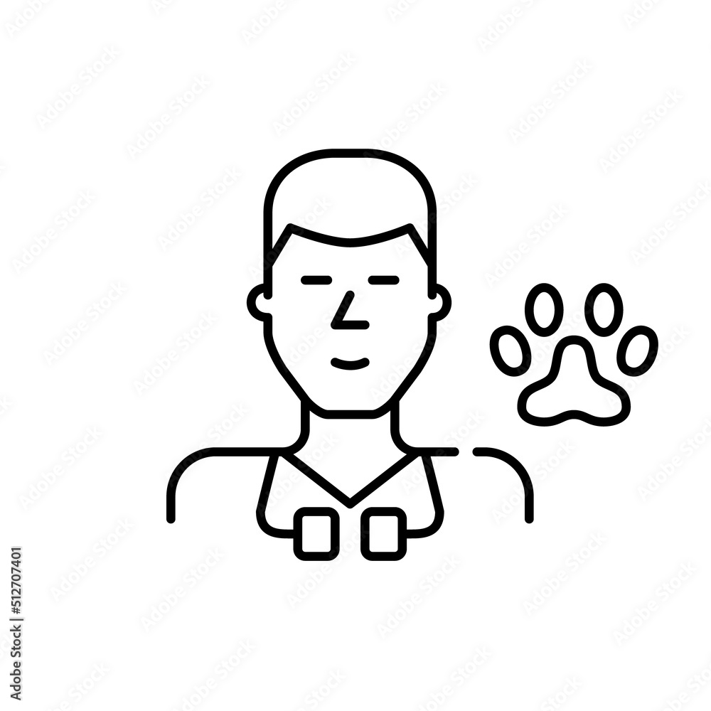 Young veterinary doctor wearing a stethoscope. Pixel perfect, editable stroke line icon