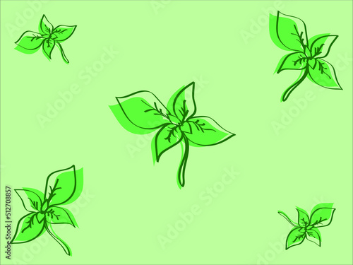 basil leaf green print pattern vector illustration