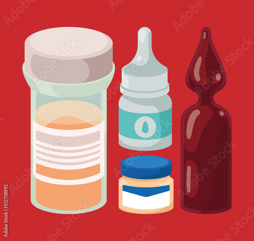 four medicines drugs icons